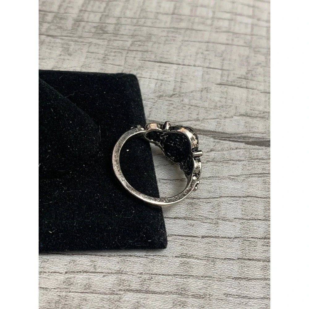Vintage Style Moonstone Heart Ring Silver Tone Boho Size 7.75 4024